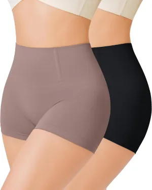 Nebility 2 Piece Slip Shapewear Shorts for Under Dresses Smooth Seamless Shaping Boyshorts Panties
