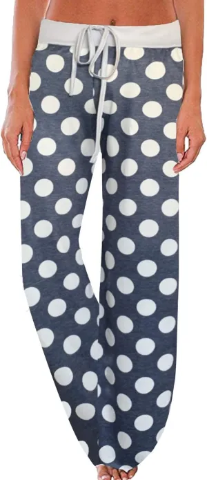 NEWCOSPLAY Women's Comfy Pajama Pants Casual Drawstring Palazzo Lounge Wide Leg Pants