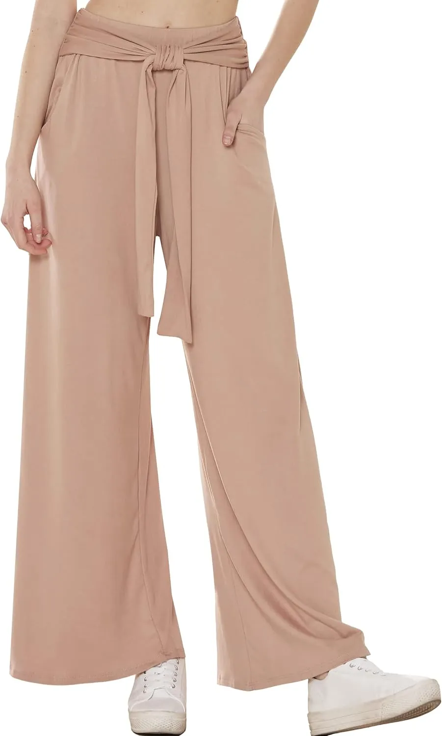 noflik Women's Comfy High Waisted Wide Leg/Bell Bottom Pants with Elastic Waistband