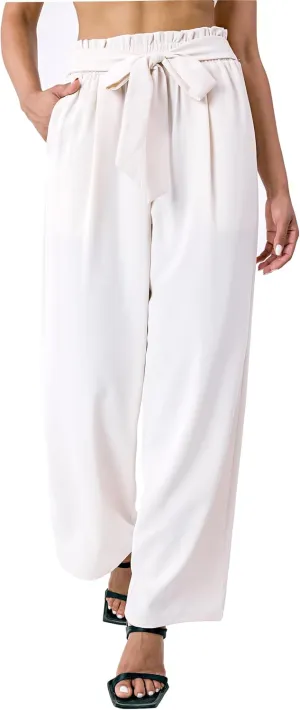 Palazzo Pants for Women Casual, Women's Wide Leg Pants with High Waist Adjustable Knot, Comfy Workwear