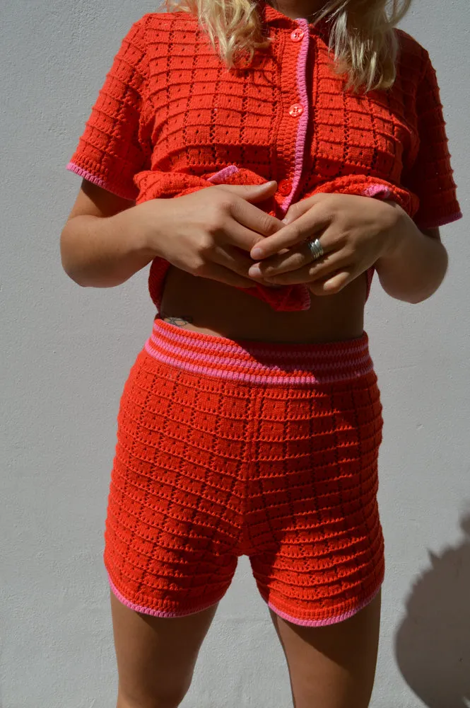 Petite Mendigote Strawberry Knitted Shorts