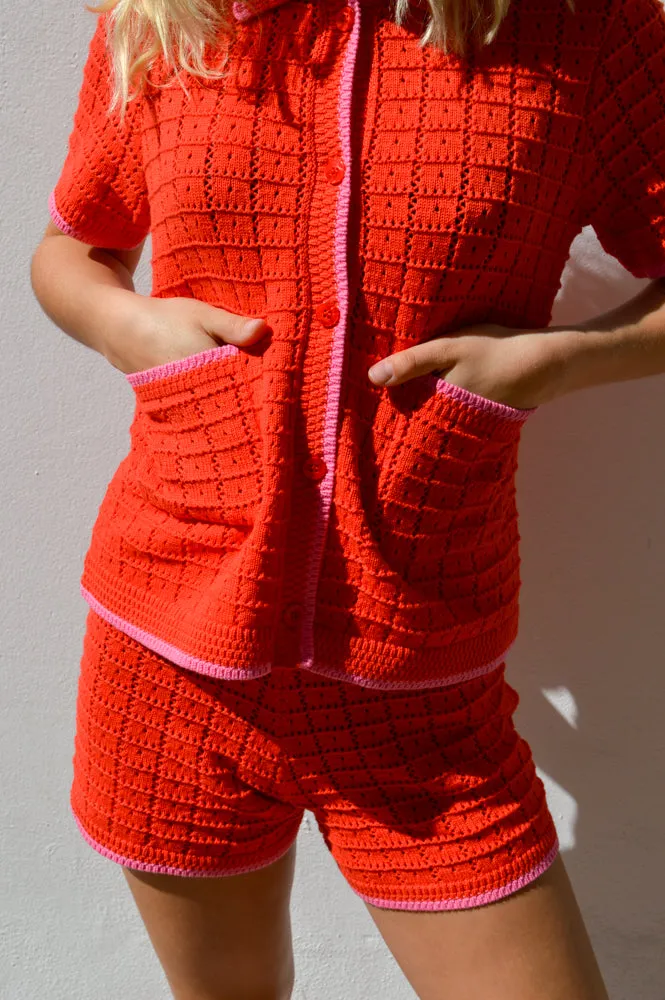 Petite Mendigote Strawberry Knitted Shorts