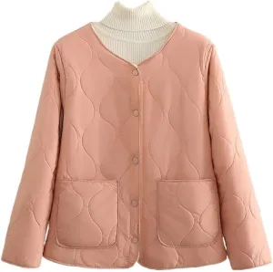 Plus Size Women Parka Autumn Winter Loose Outside Wear Inside Thin Fleece-Lined Cotton-Padded Coat