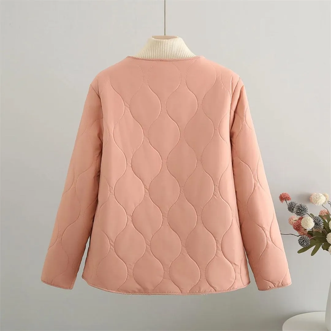 Plus Size Women Parka Autumn Winter Loose Outside Wear Inside Thin Fleece-Lined Cotton-Padded Coat