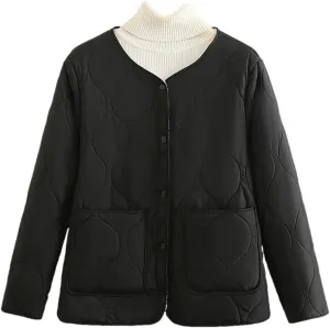 Plus Size Women Parka Autumn Winter Loose Outside Wear Inside Thin Fleece-Lined Cotton-Padded Coat