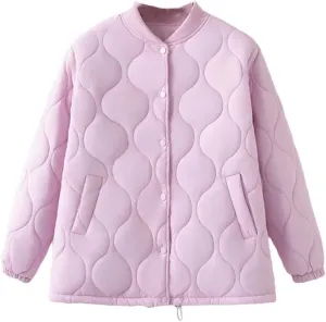 Plus Size Women Parka Autumn/Winter Fashion Loose Thin Casual Baseball Collar Cotton-Padded Coat