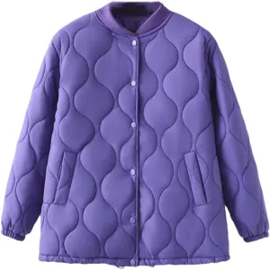 Plus Size Women Parka Autumn/Winter Fashion Loose Thin Casual Baseball Collar Cotton-Padded Coat