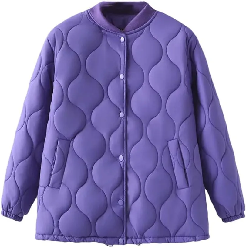 Plus Size Women Parka Autumn/Winter Fashion Loose Thin Casual Baseball Collar Cotton-Padded Coat