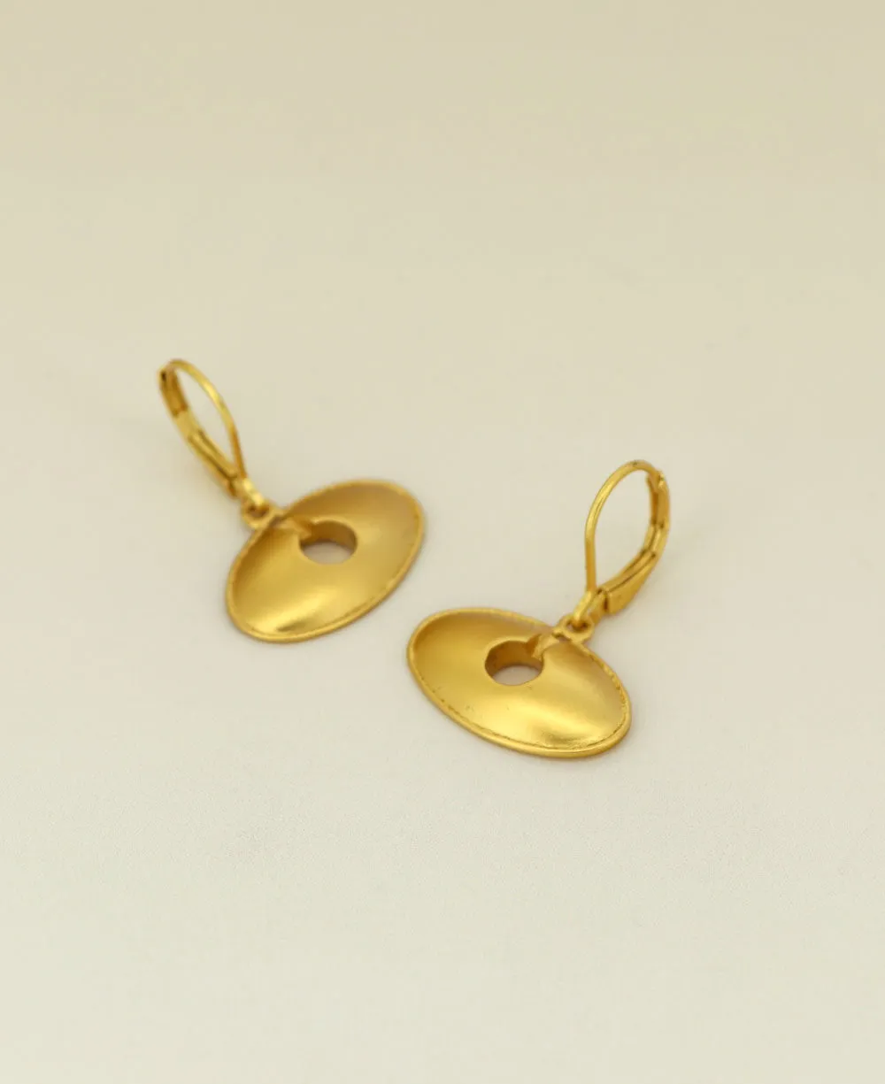 Pre-Colombian Feminine Symbol Gold Plated Earrings