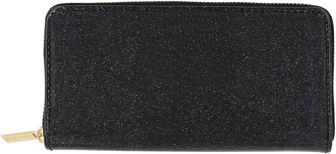 Premium Glitter Bling Smooth Vegan Leather Continental Zip Around Wallet