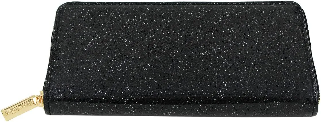 Premium Glitter Bling Smooth Vegan Leather Continental Zip Around Wallet