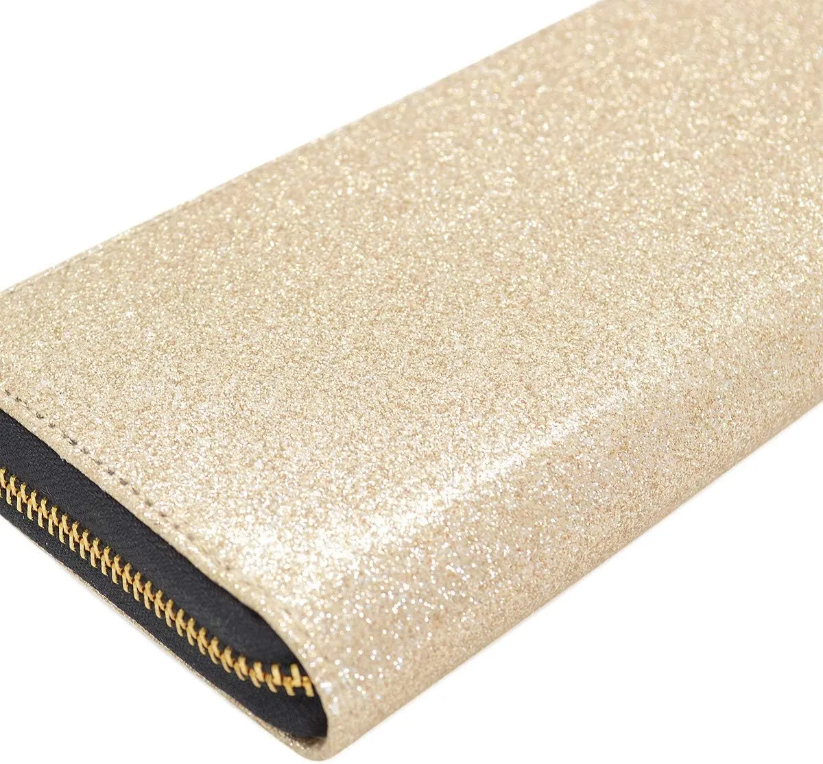 Premium Glitter Bling Smooth Vegan Leather Continental Zip Around Wallet