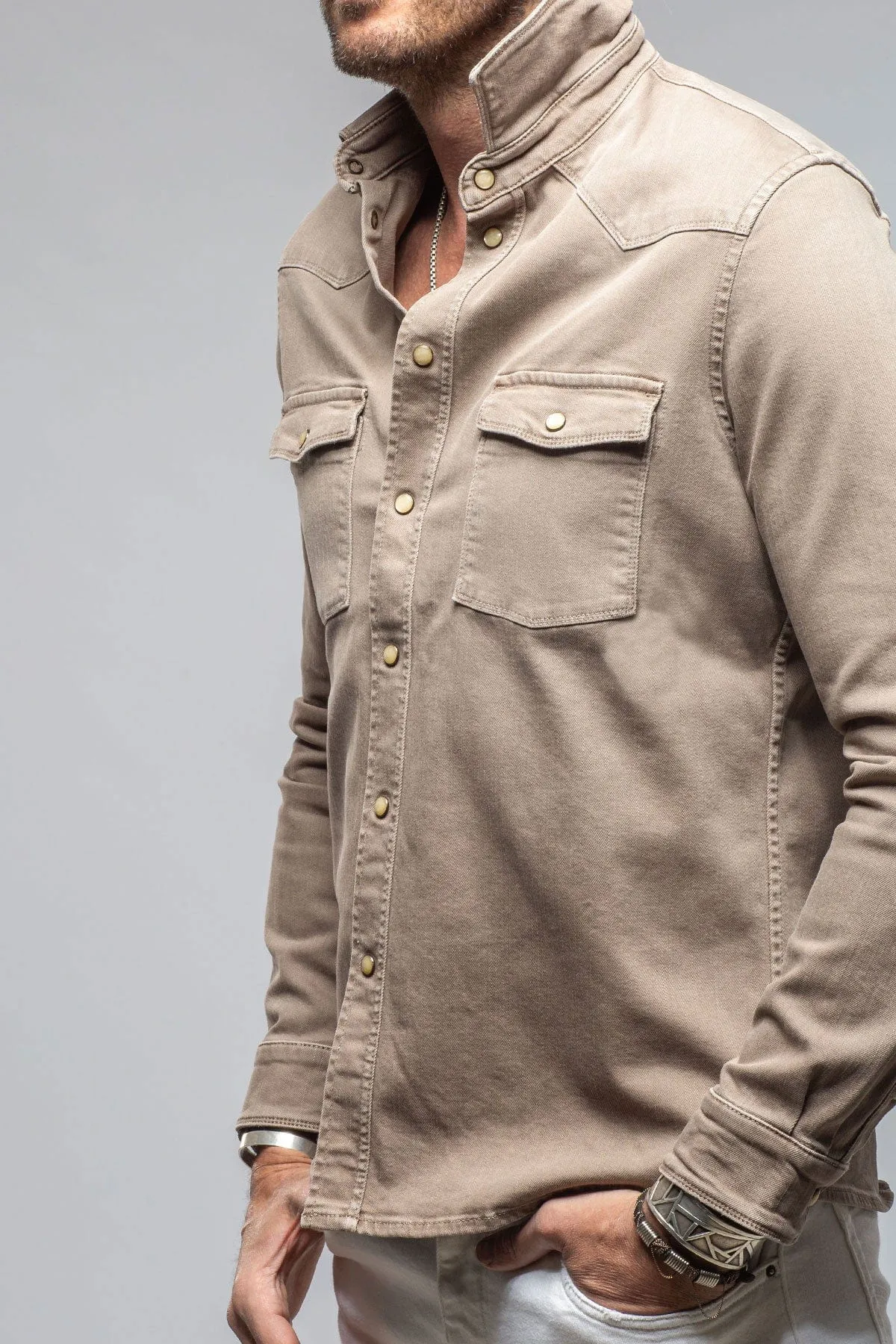 Ranger Colored Denim Snap Shirt In Tortora