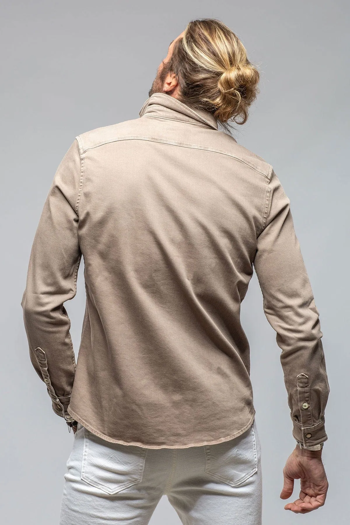 Ranger Colored Denim Snap Shirt In Tortora