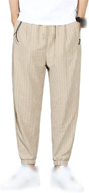 Roquorl Ice Silk Soft Men's Pants Loose Casual Solid Color Trousers Running Sports Pants Elastic Waist Harem Pants