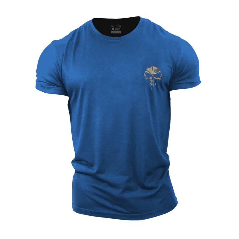 Skull Print Men's Fitness T-shirts