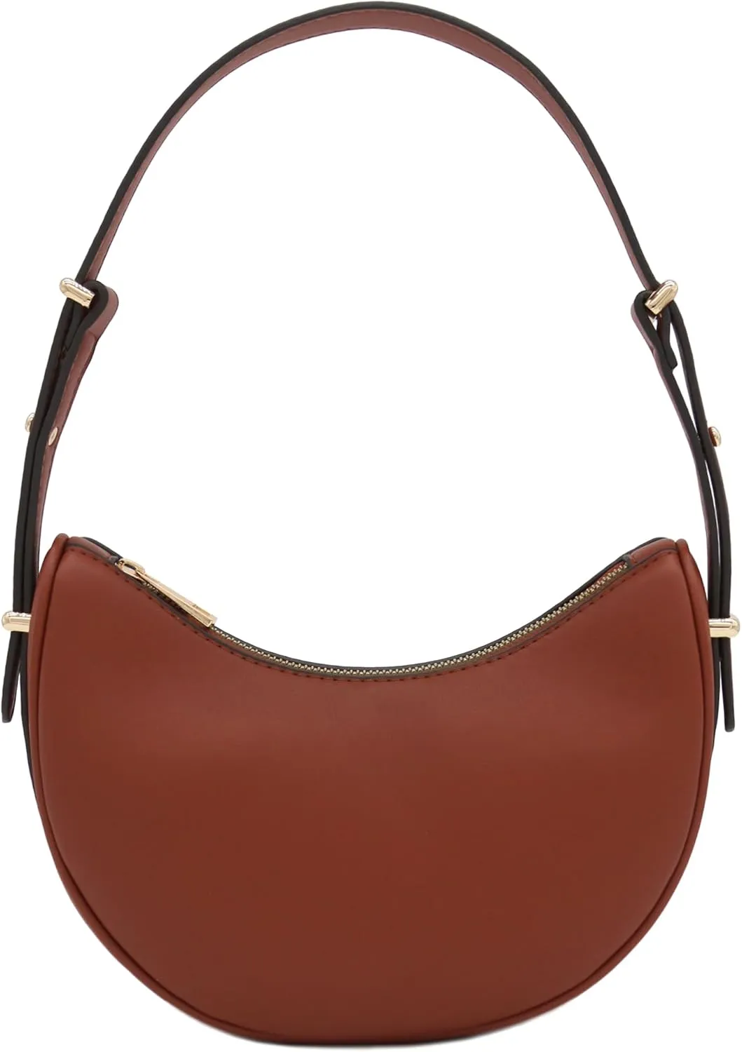 Small Crescent Smooth Faux Leather Underarm Shoulder Bag