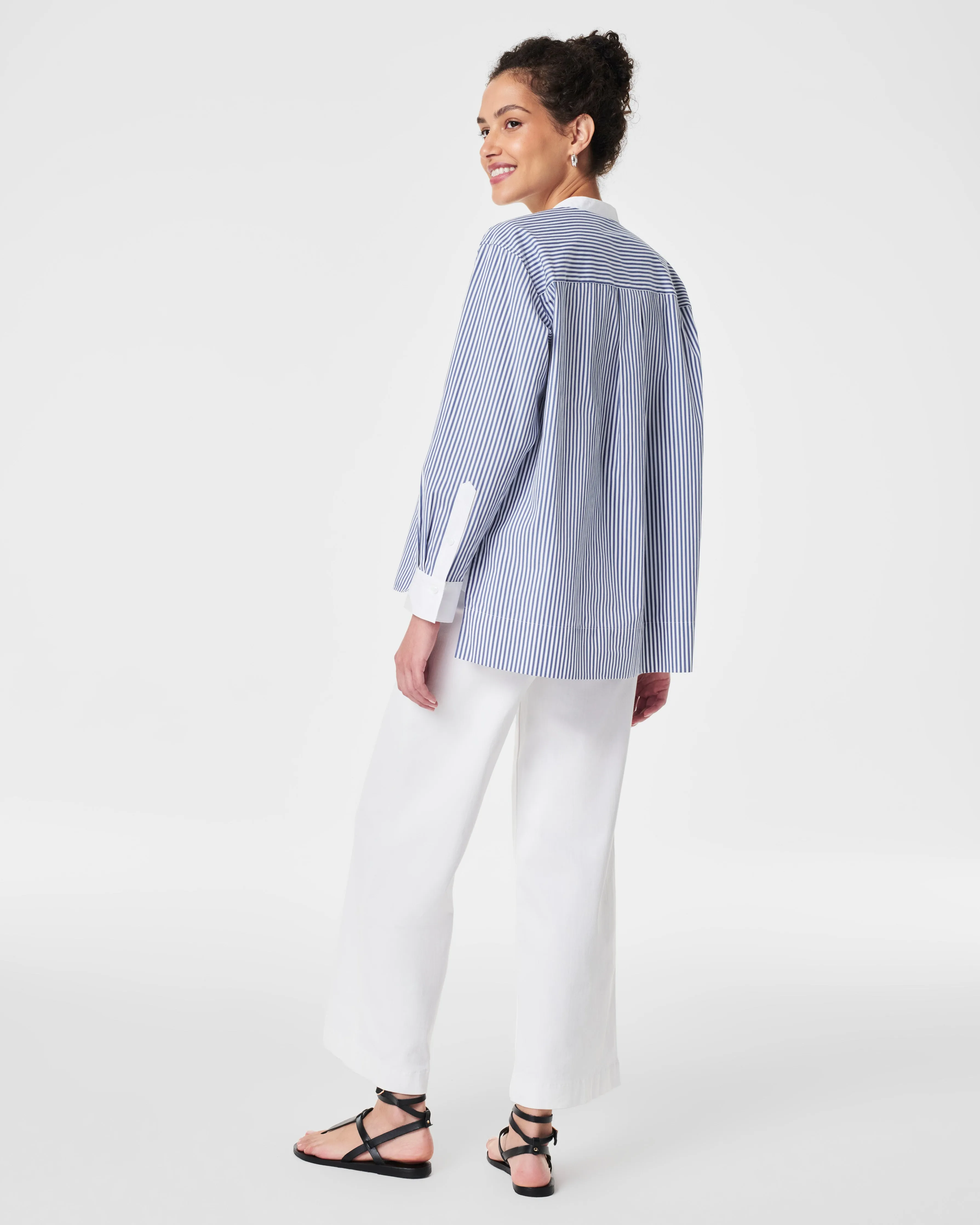 SPANX® Poplin Tuxedo Shirt, Stripe