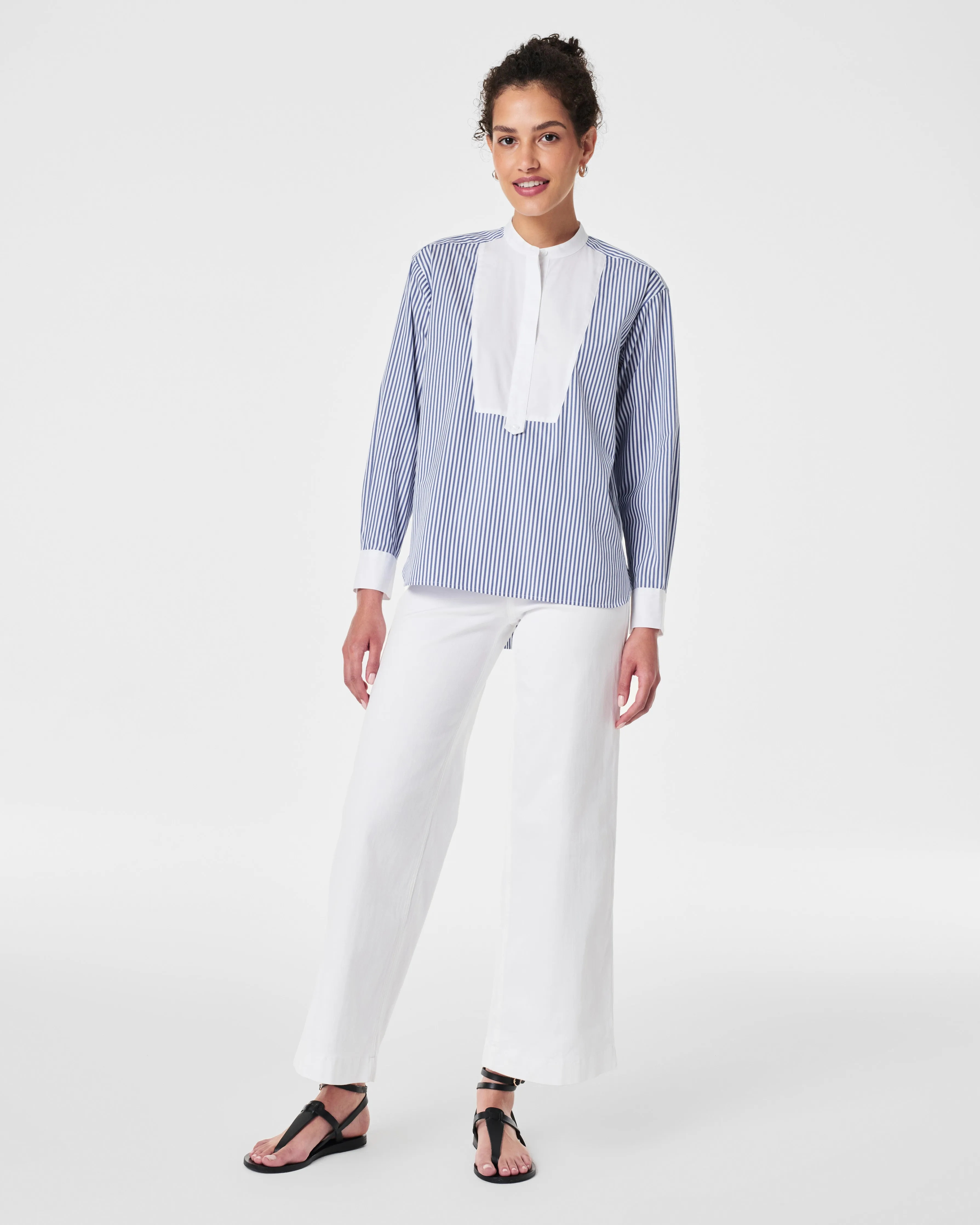 SPANX® Poplin Tuxedo Shirt, Stripe