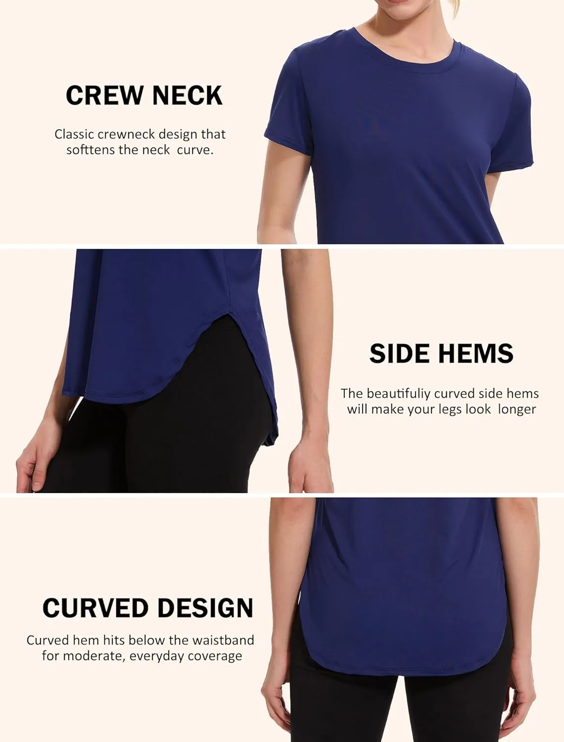 Star Vibe Womens Workout Shirts Breathable UPF 50  Quick Dry Athletic Yoga T-Shirts Short Sleeve Gym Running Hiking Tops