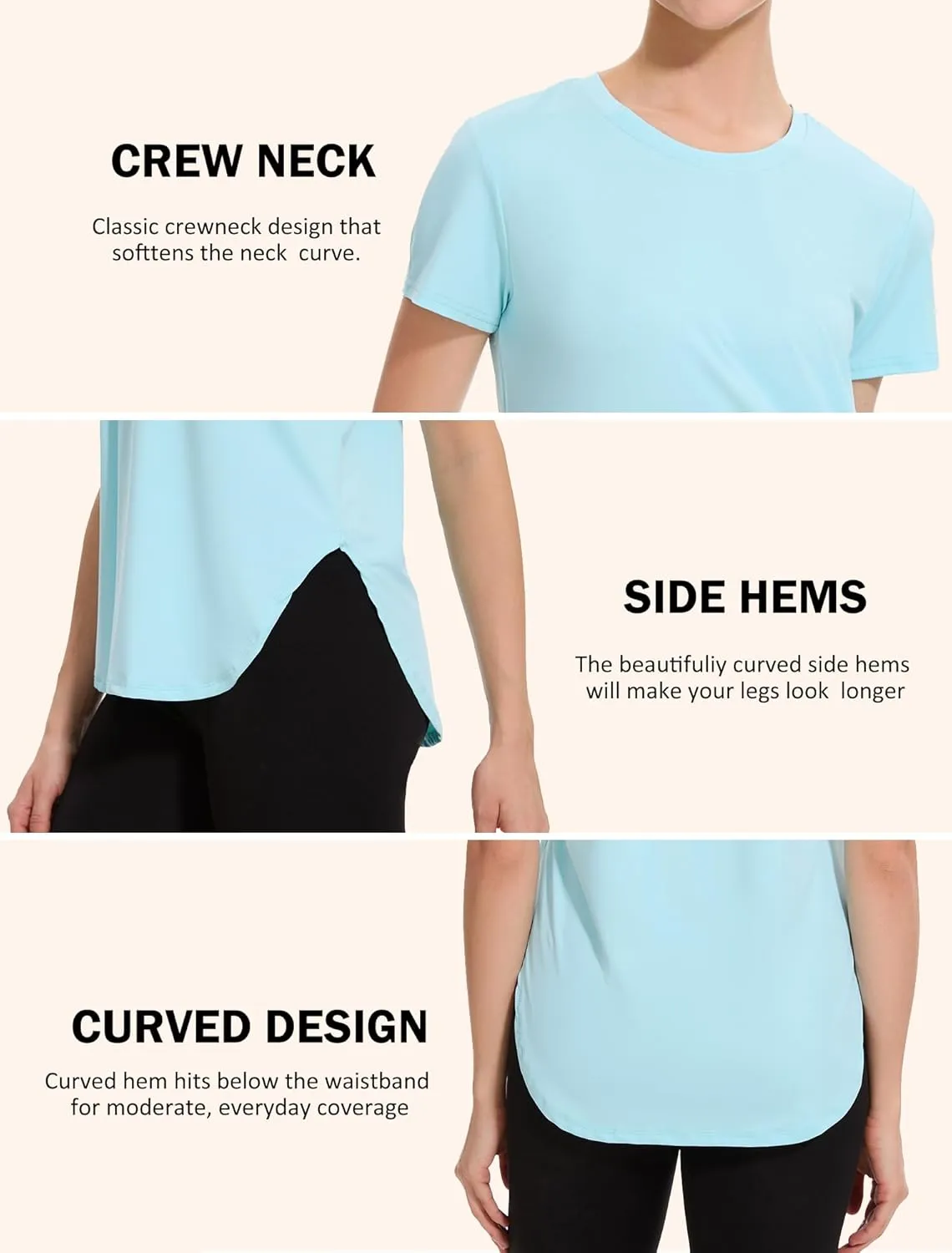Star Vibe Womens Workout Shirts Breathable UPF 50  Quick Dry Athletic Yoga T-Shirts Short Sleeve Gym Running Hiking Tops