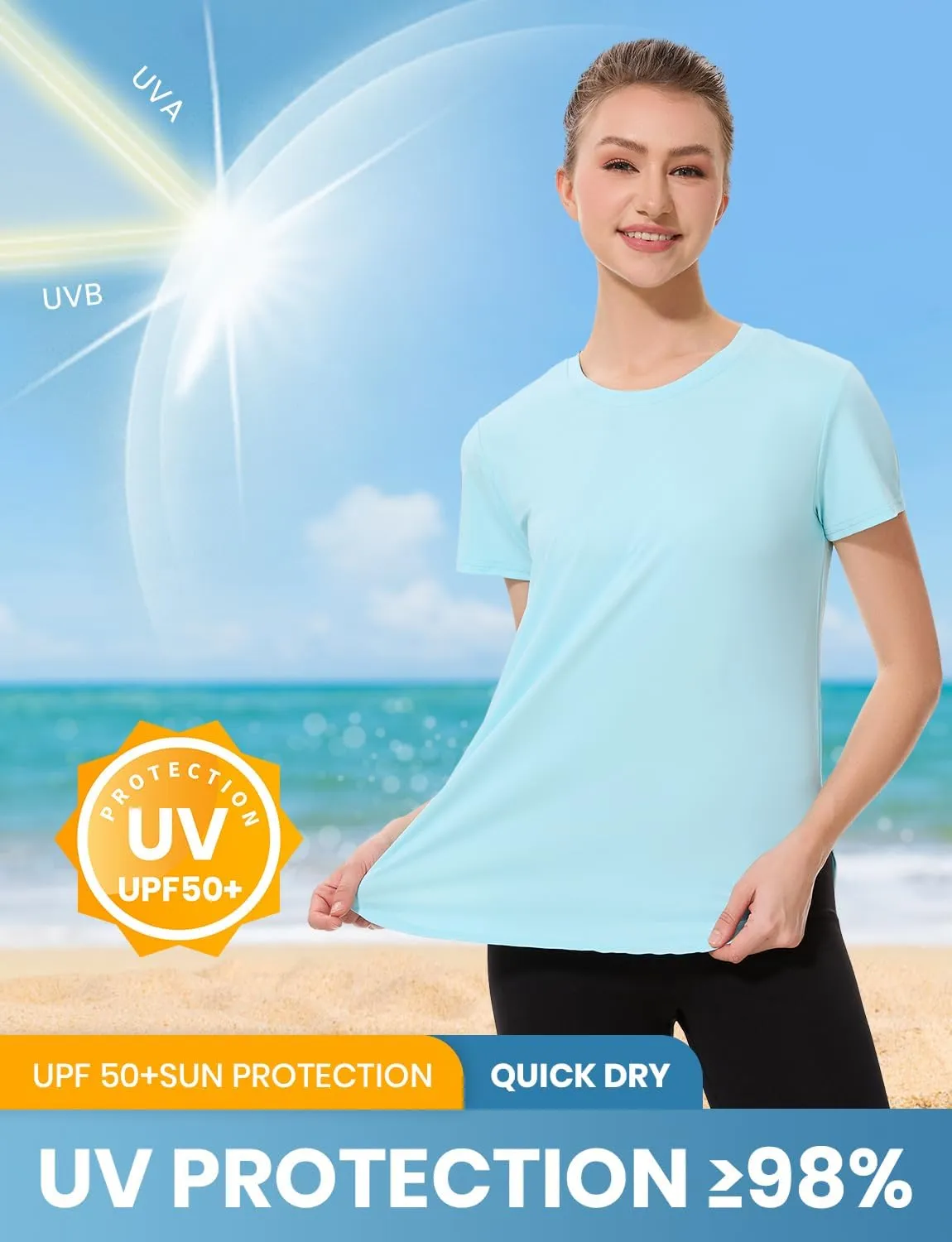 Star Vibe Womens Workout Shirts Breathable UPF 50  Quick Dry Athletic Yoga T-Shirts Short Sleeve Gym Running Hiking Tops