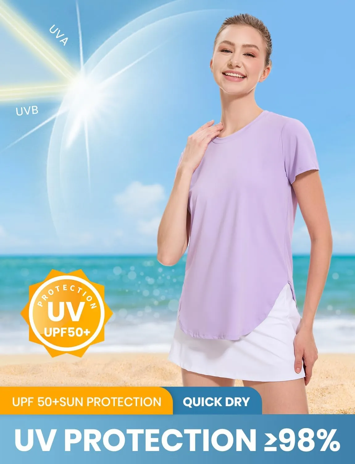Star Vibe Womens Workout Shirts Breathable UPF 50  Quick Dry Athletic Yoga T-Shirts Short Sleeve Gym Running Hiking Tops
