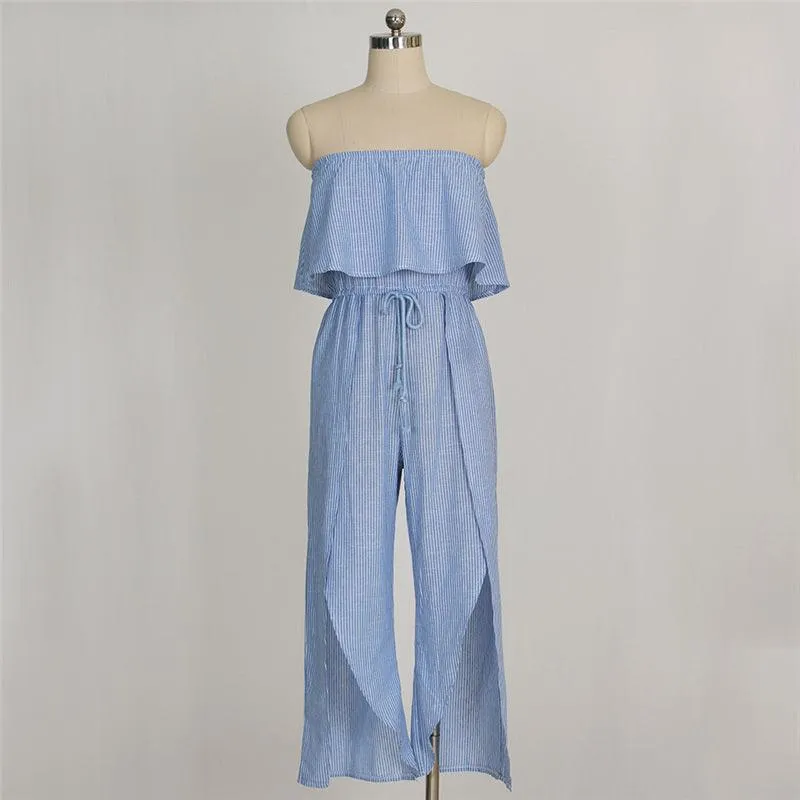 STRAPLESS CAPRI OPEN LEG JUMPSUIT