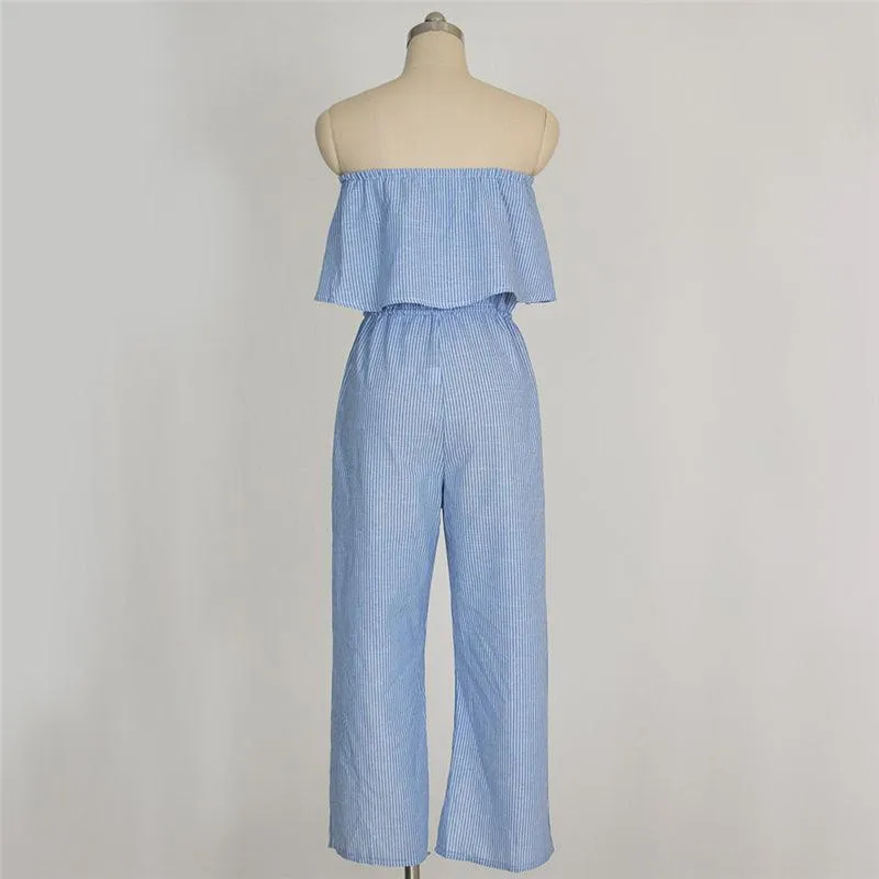 STRAPLESS CAPRI OPEN LEG JUMPSUIT
