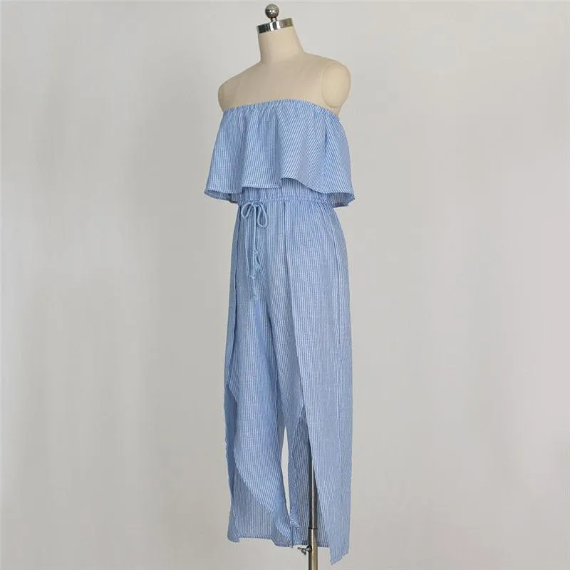 STRAPLESS CAPRI OPEN LEG JUMPSUIT