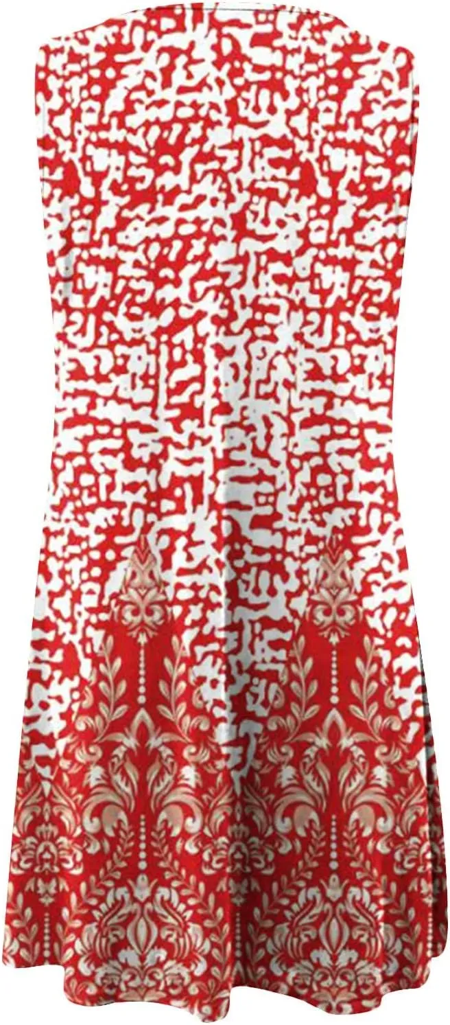 Summer Dresses for Women 2025 Vacation Beach Casual Loose Keyhole Sundresses Sleeveless Tank Short Boho Mini Dress