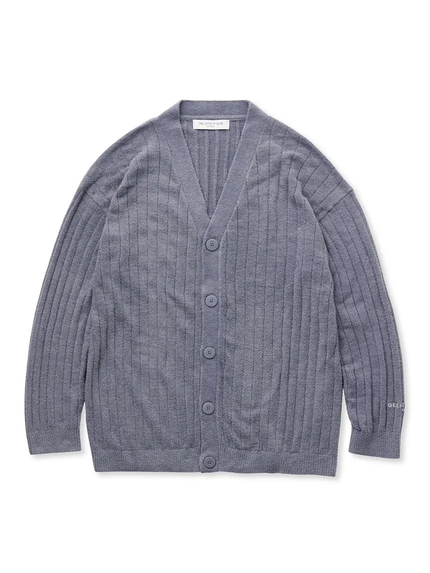 Temperature-Controlled Men's Ribbed Knit V Neck Cardigan