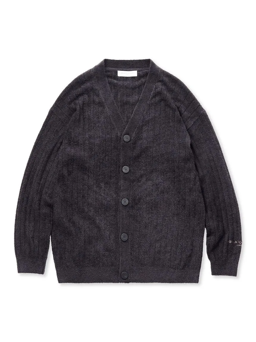 Temperature-Controlled Men's Ribbed Knit V Neck Cardigan