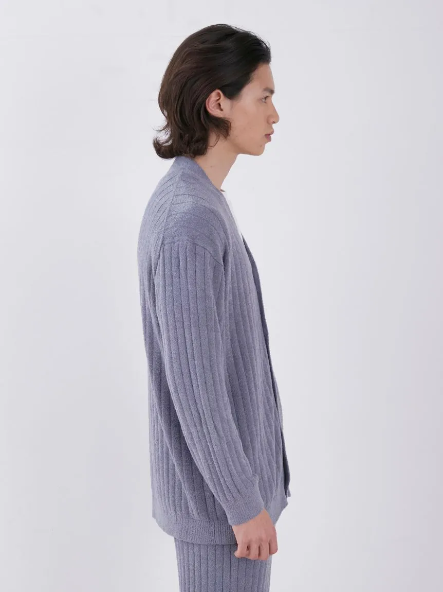 Temperature-Controlled Men's Ribbed Knit V Neck Cardigan