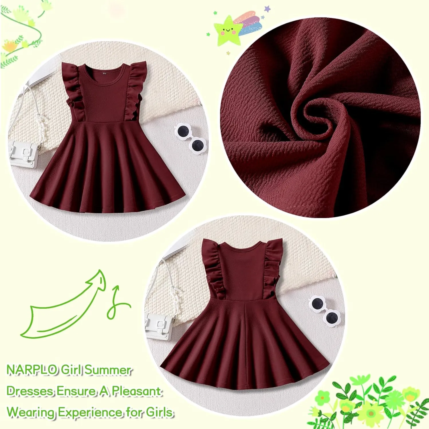 Toddler Dress Summer Baby Girls Sleeveless Ruffle Dresses for Girls Casual Birthday Party Beach Kids Sundress