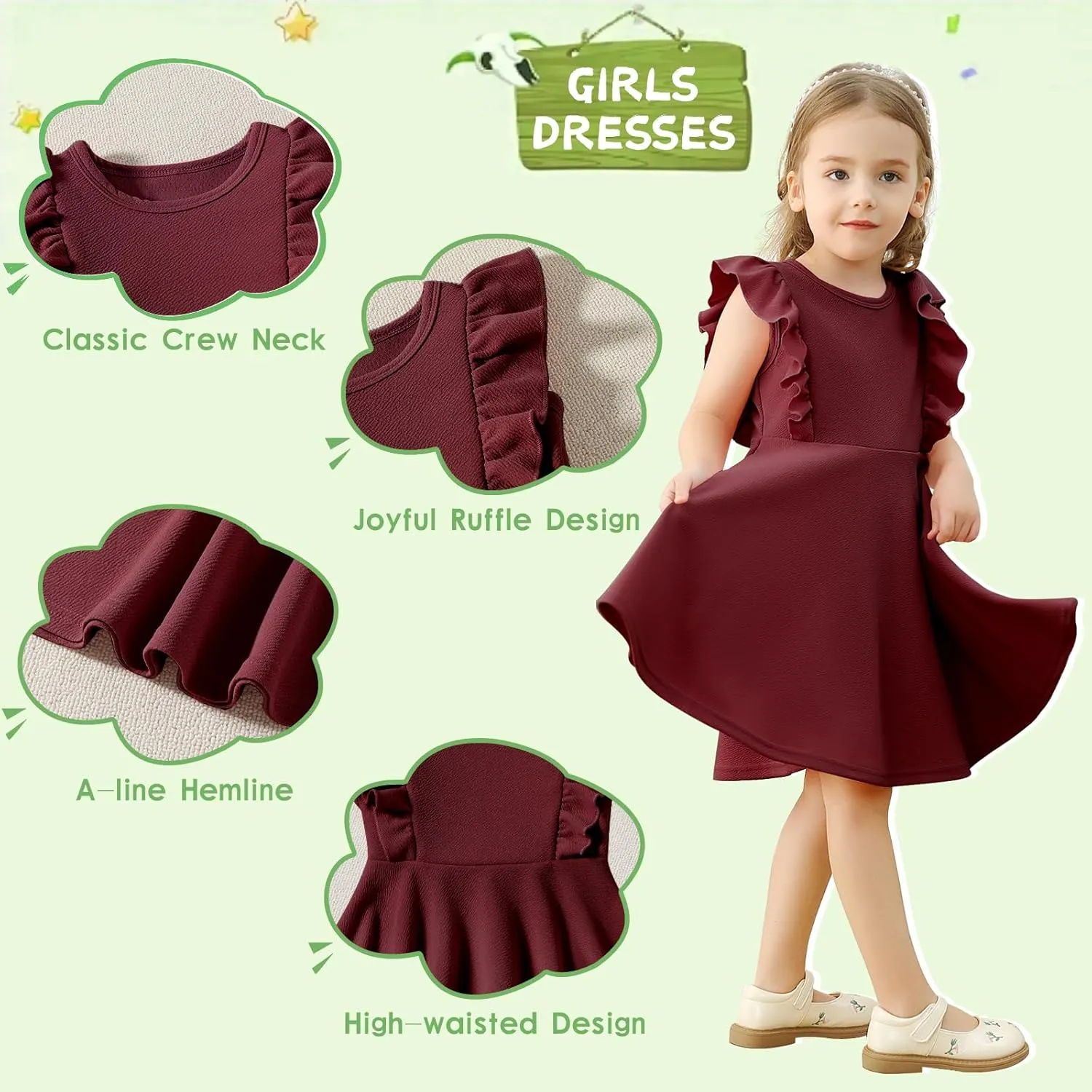 Toddler Dress Summer Baby Girls Sleeveless Ruffle Dresses for Girls Casual Birthday Party Beach Kids Sundress