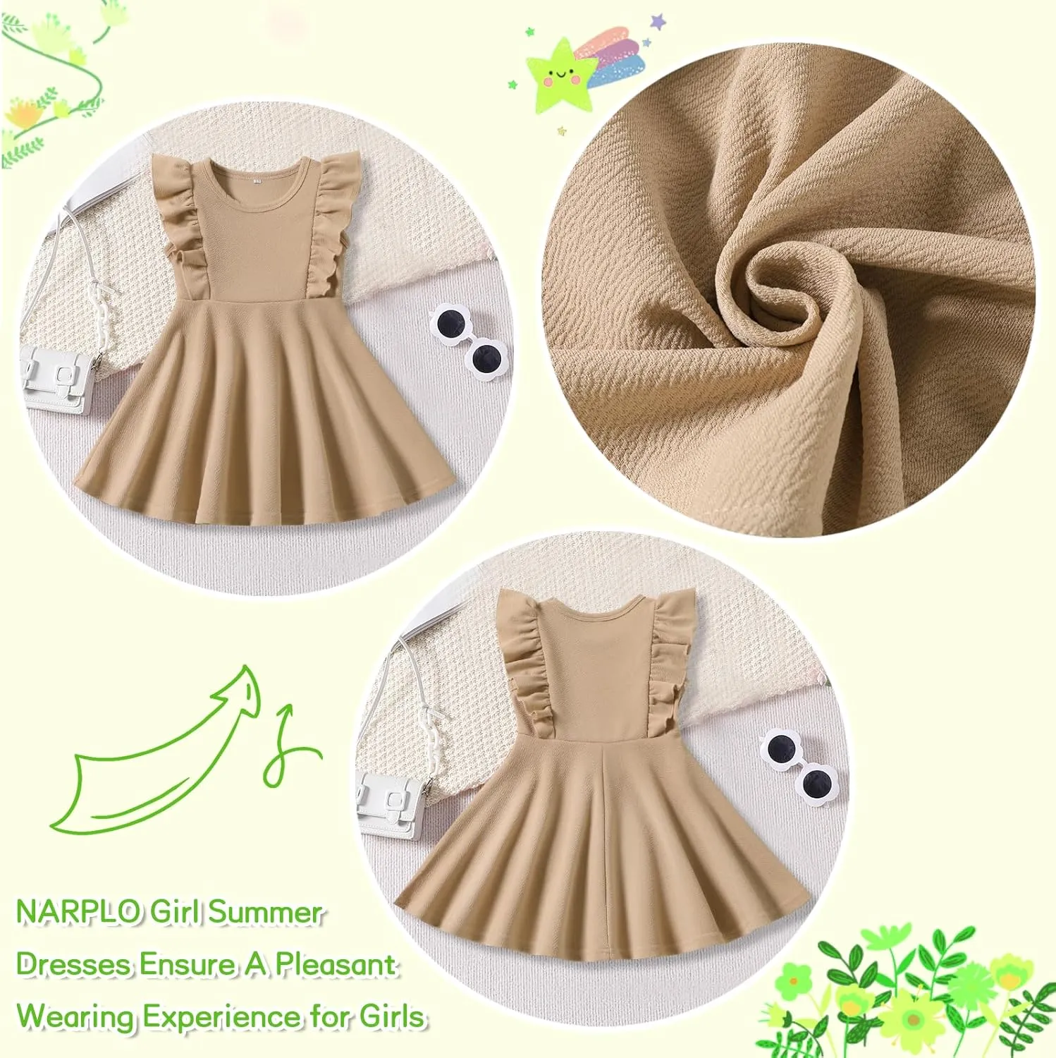 Toddler Dress Summer Baby Girls Sleeveless Ruffle Dresses for Girls Casual Birthday Party Beach Kids Sundress