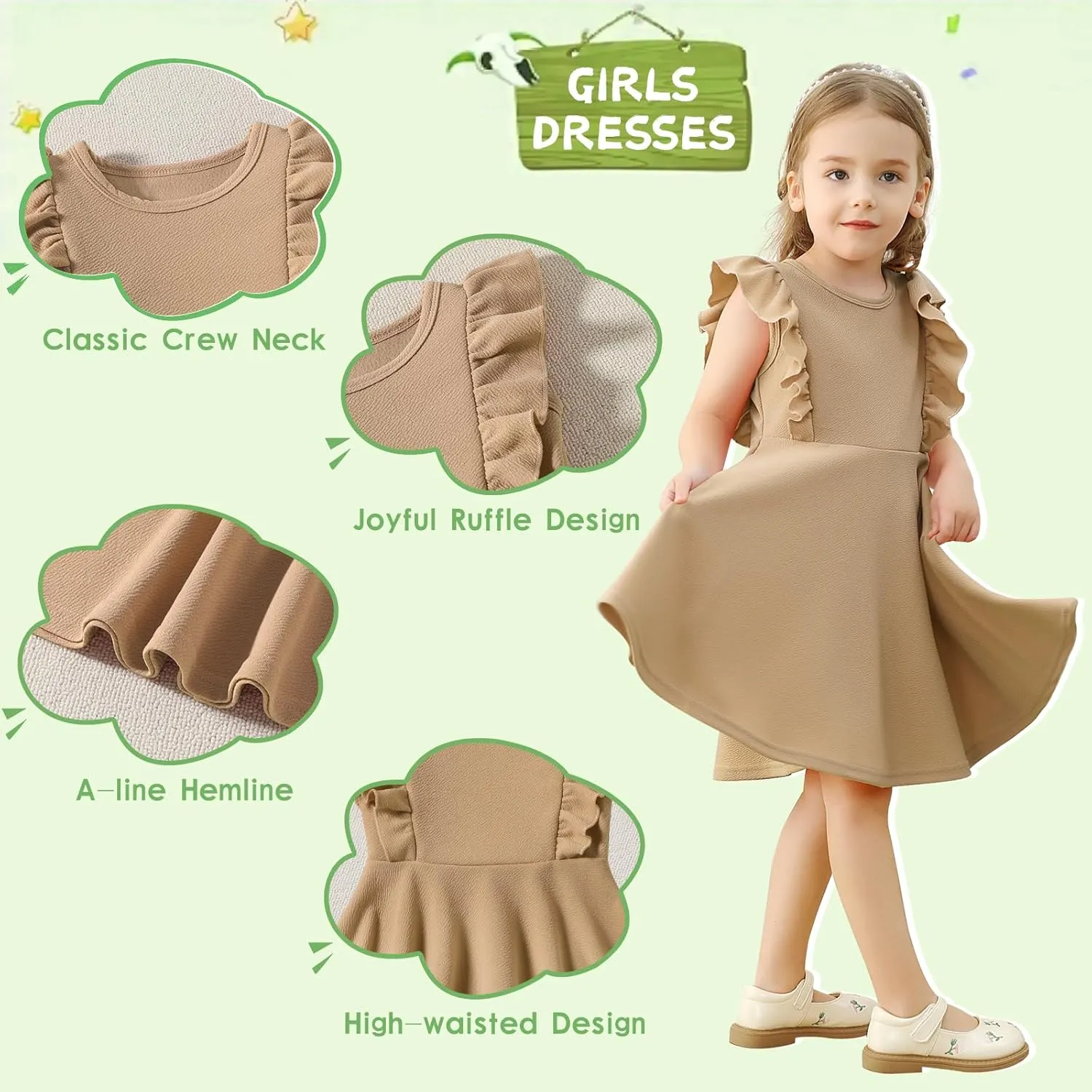 Toddler Dress Summer Baby Girls Sleeveless Ruffle Dresses for Girls Casual Birthday Party Beach Kids Sundress