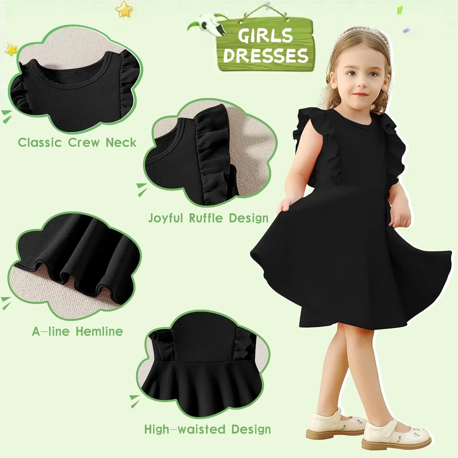Toddler Dress Summer Baby Girls Sleeveless Ruffle Dresses for Girls Casual Birthday Party Beach Kids Sundress