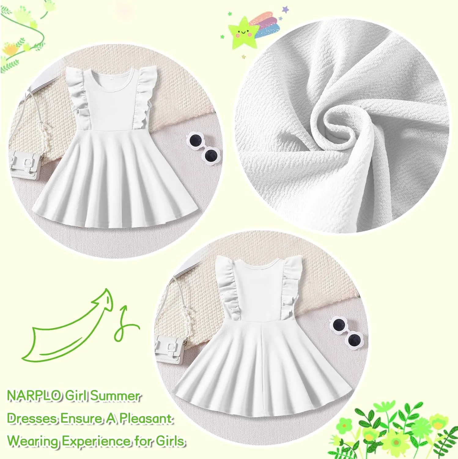 Toddler Dress Summer Baby Girls Sleeveless Ruffle Dresses for Girls Casual Birthday Party Beach Kids Sundress