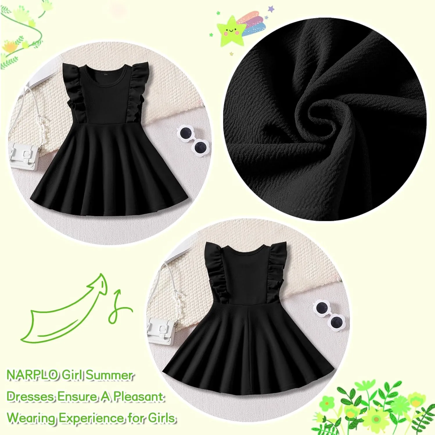 Toddler Dress Summer Baby Girls Sleeveless Ruffle Dresses for Girls Casual Birthday Party Beach Kids Sundress