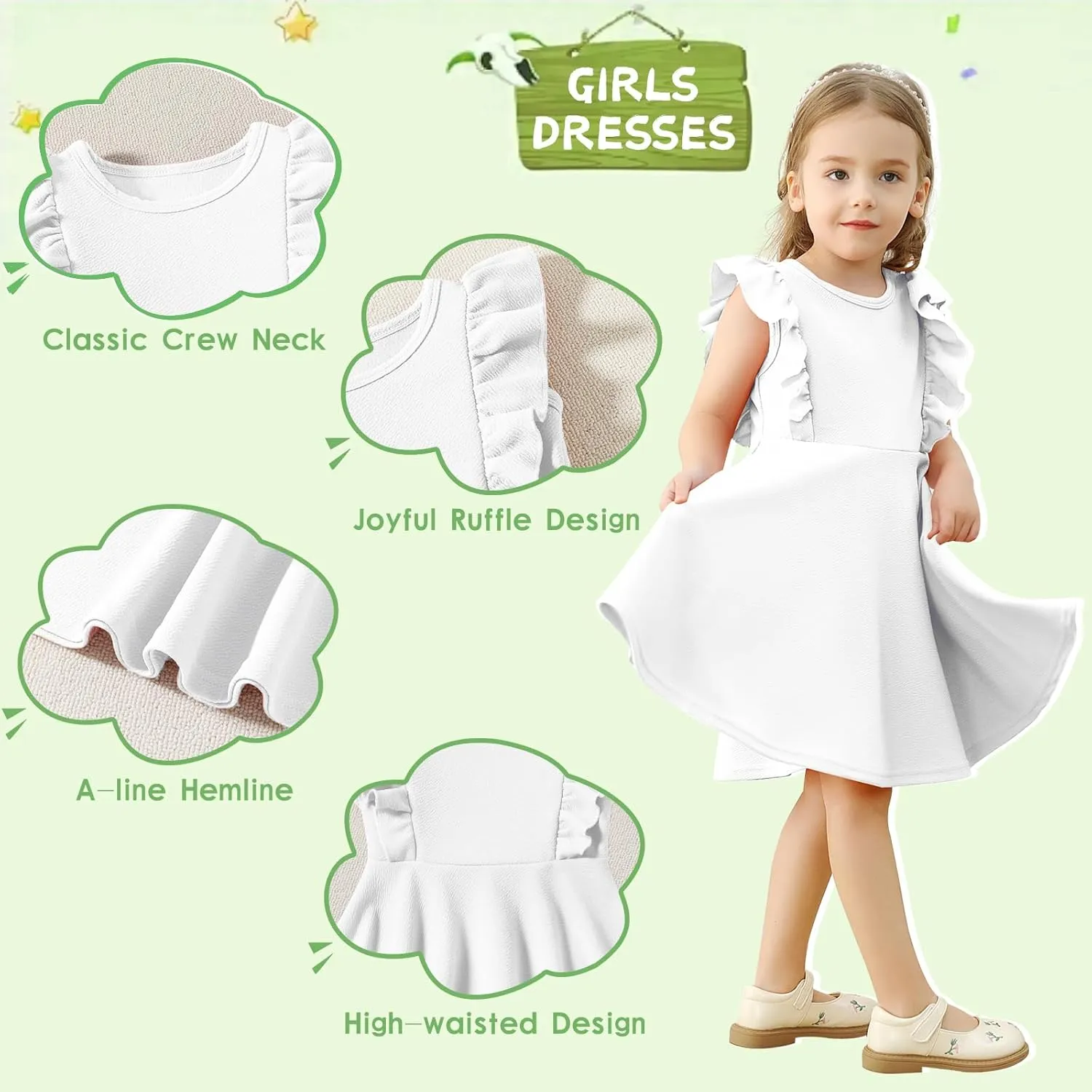 Toddler Dress Summer Baby Girls Sleeveless Ruffle Dresses for Girls Casual Birthday Party Beach Kids Sundress