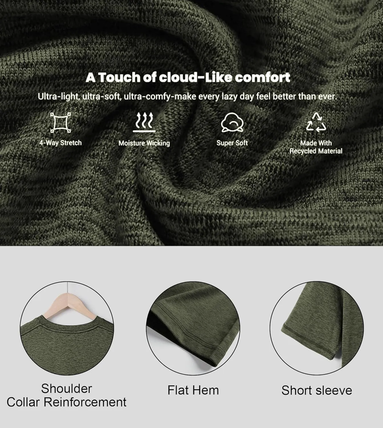 Velou Men's T-Shirts Ultra Soft Premium Short Sleeve Workout Shirts for Men Casual Crew Neck Summer Basic Gym Athletic Shirts