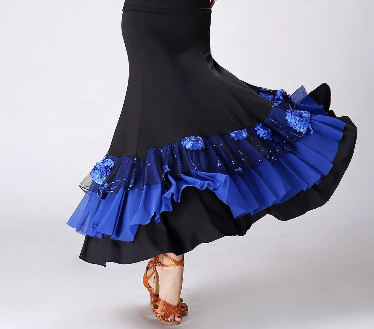 Whitewed Long Women's Smooth Ballroom Practice Dance Costumes Skirts for Adults