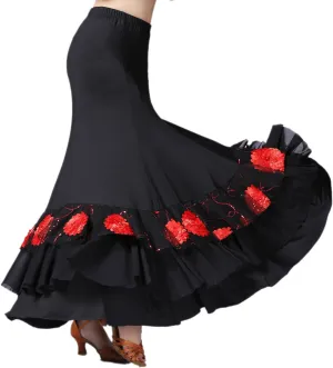 Whitewed Long Women's Smooth Ballroom Practice Dance Costumes Skirts for Adults