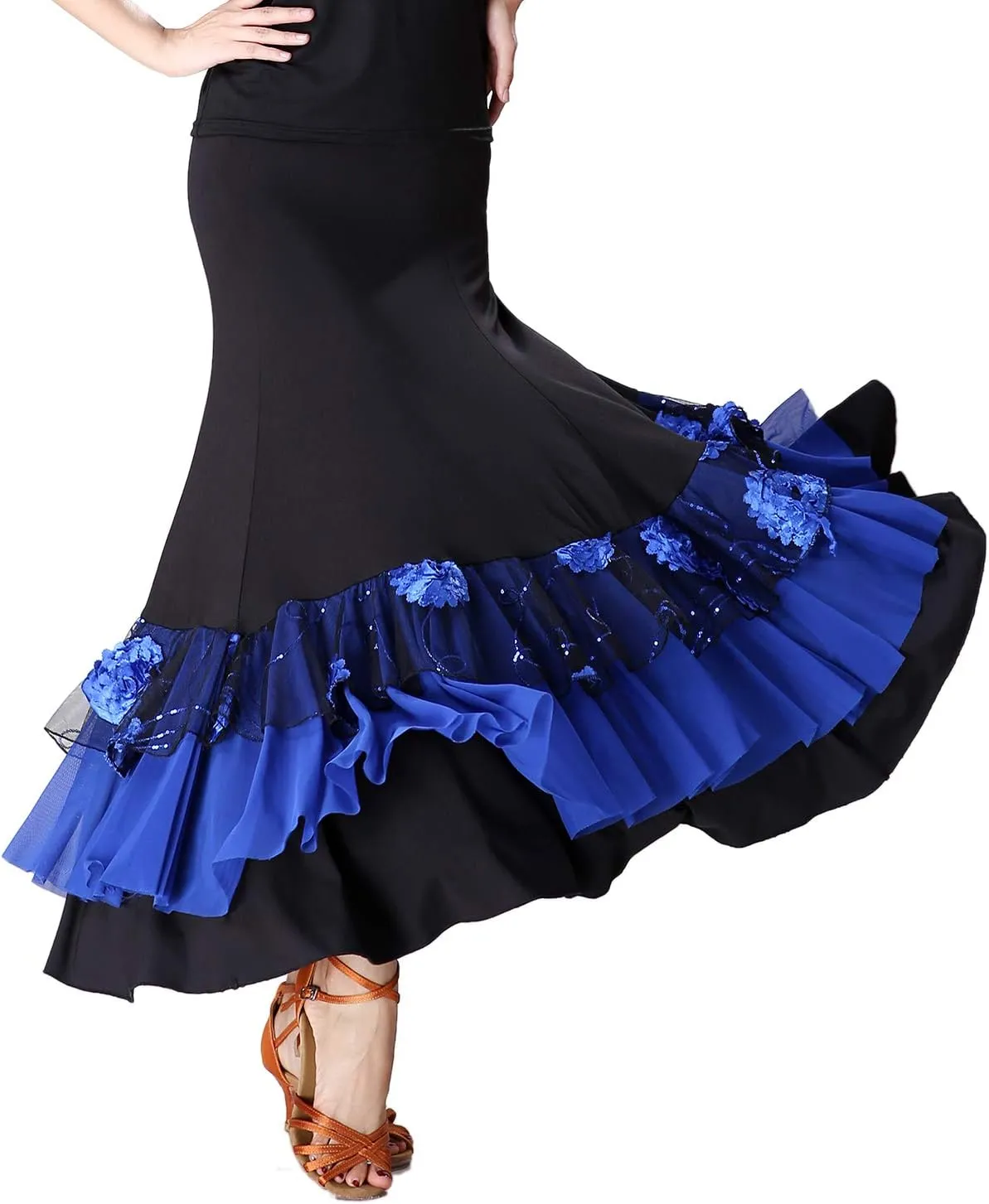 Whitewed Long Women's Smooth Ballroom Practice Dance Costumes Skirts for Adults
