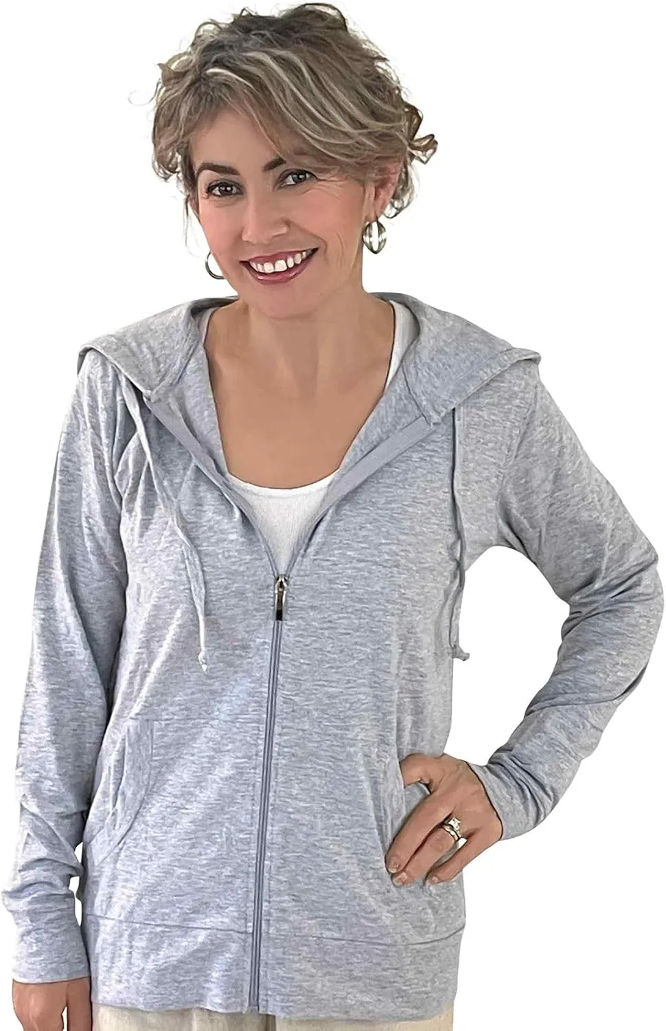 Women's Active Casual Thin Cotton Zip Up Hoodie Jacket