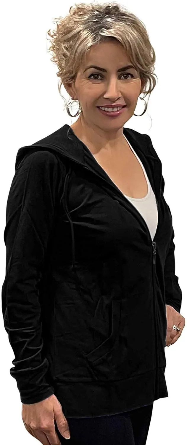 Women's Active Casual Thin Cotton Zip Up Hoodie Jacket