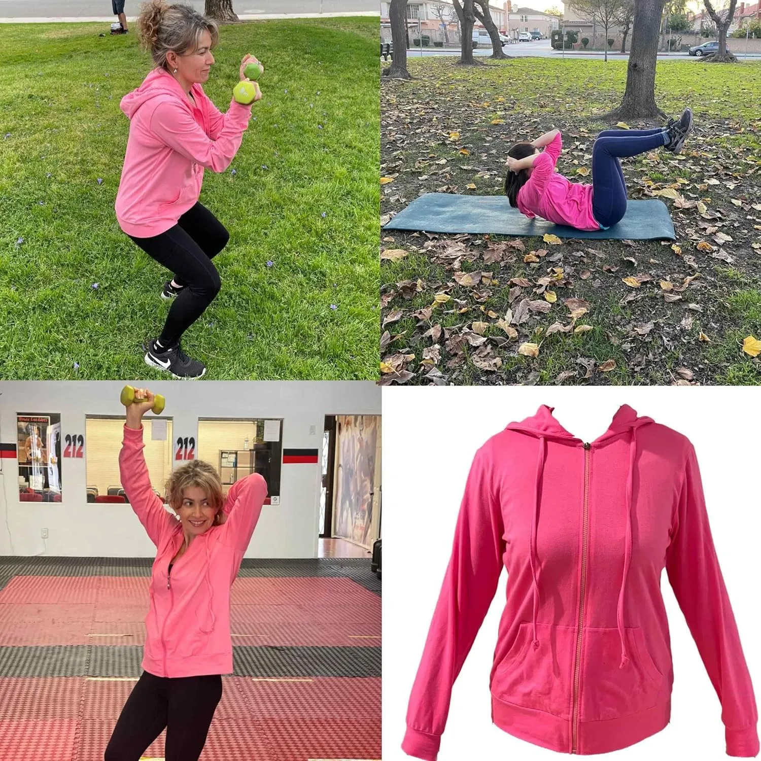 Women's Active Casual Thin Cotton Zip Up Hoodie Jacket