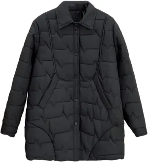 Women's Autumn And Winter Thin Medium Length Shirt-Collar Cotton-Padded Coat Warm Parkas